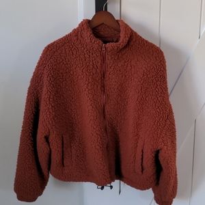 Soft faux shearling jacket in orange